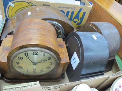 Lot 1062 - Four Vintage Wooden Cased Mantel Clocks, two...