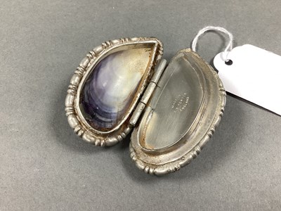 Lot 62 - SR Pewter Mounted Mussel Shell Snuff Style Box,...