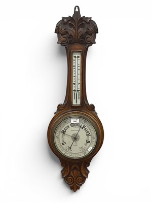 Lot 1497 - A Vintage Oak Wall Barometer by Brierley Wood...