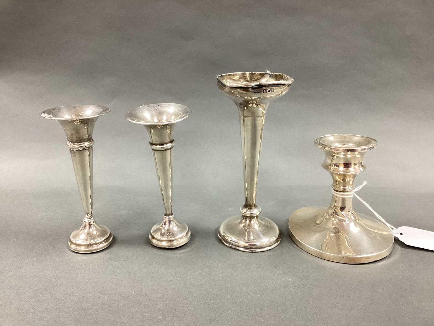Lot 35 - A Hallmarked Silver Dwarf Candlestick,...