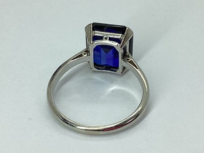 Lot 93 - A Vintage Single Stone Dress Ring, rectangular...
