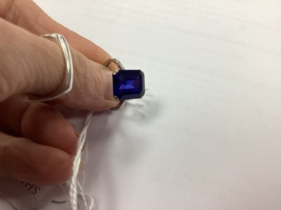 Lot 93 - A Vintage Single Stone Dress Ring, rectangular...