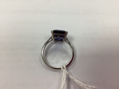 Lot 93 - A Vintage Single Stone Dress Ring, rectangular...
