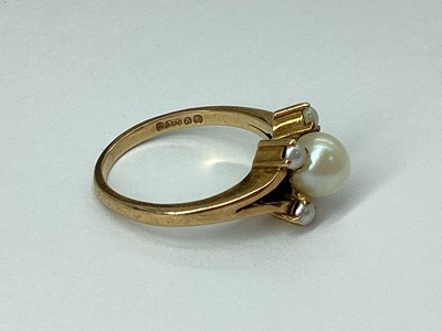 Lot 95 - A Vintage 9ct Gold Pearl Inset Dress Ring,...