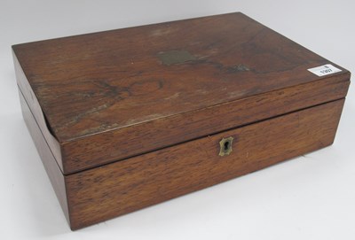 Lot 1307 - Antique Writing Slope, featuring green velvet...