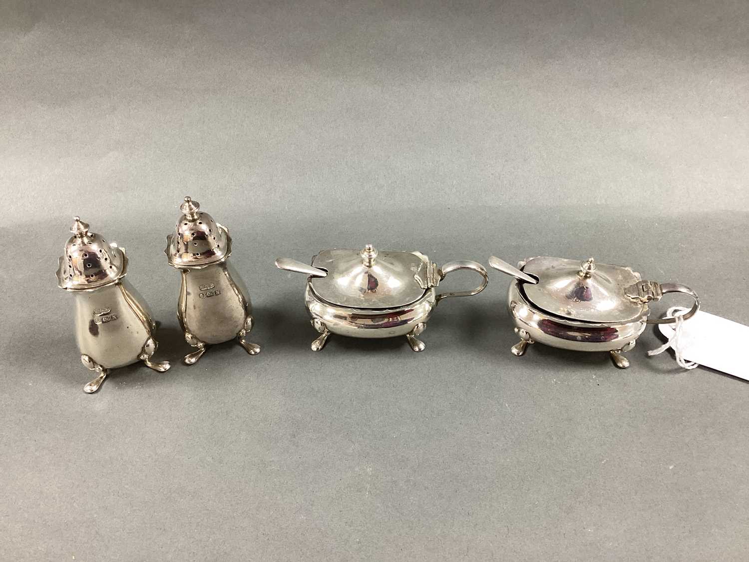 Lot 14 - A Four Piece Matched Hallmarked Silver Cruet...
