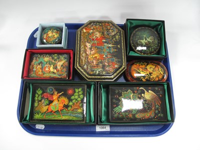 Lot 1354 - Russian Lacquer Boxes to include small example...