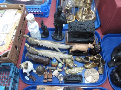 Lot 1383 - Coal Figures and Truck - figures in brass/wood...