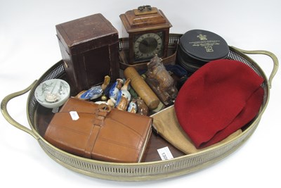 Lot 1306 - A Large Oval Wooden Tray with plated gallery...
