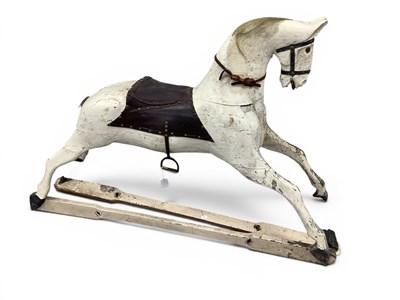 Lot 1569 - Wooden Rocking Horse Circa 1900, white painted,...
