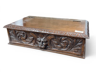 Lot 1557 - Oak Box circa 1900, with lift up top, scroll...
