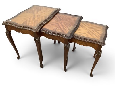 Lot 1562 - Nest of Walnut Serpentine Shaped Coffee Tables,...