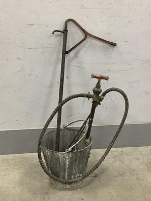 Lot 1169 - Vintage Galvanized Bucket with Water Pump,...