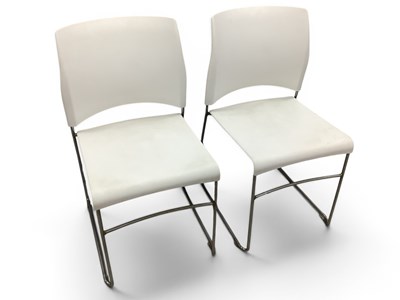 Lot 1527 - A Pair of Contemporary White and Chrome Office...