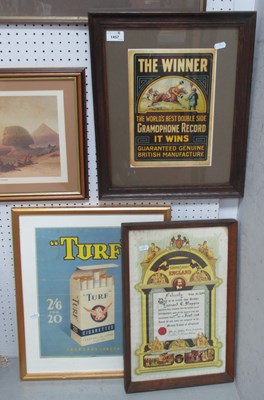 Lot 1457 - Two Framed Adverts for Turf Cigarettes and The...