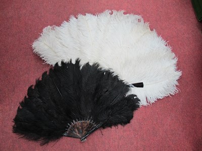 Lot 1410 - Two Ladies Faux Tortoiseshell Feather Fans,...