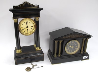 Lot 1392 - Japy Freres Mantle Clock, in slate and brass...