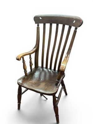 Lot 1548 - XIX Century Farmhouse Chair, with slatted back...
