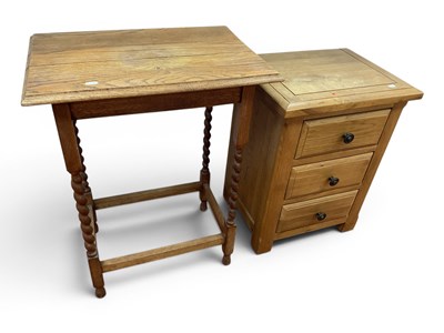 Lot 1521 - 1920s Light Oak Side Table, with barley twist...