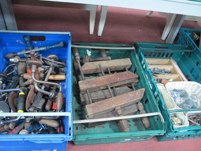 Lot 1433 - Woodworkers Screw Clamps, hand drills by...