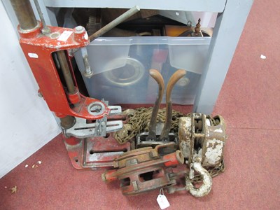 Lot 1428 - Gem Belt Lacer, pulley, tabletop drill press,...