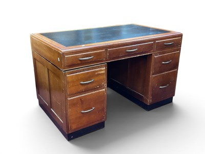 Lot 1535 - Mid XX Century Mahogany Desk, with black...