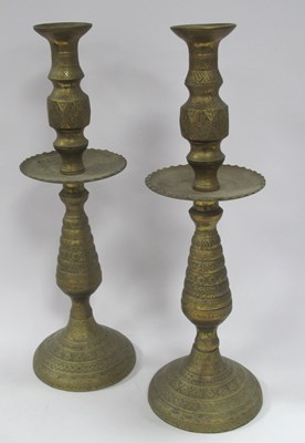 Lot 1305 - A Pair of Large Eastern-style Brass...