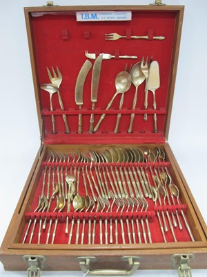 Lot 1417 - Wooden boxed T.B.M canteen of cutlery, nickel...