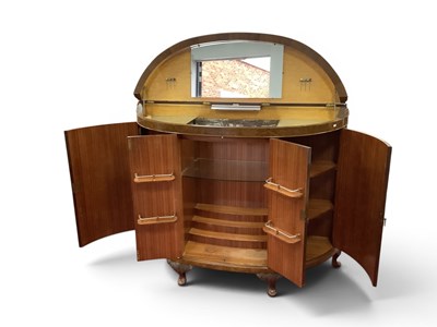 Lot 1561 - XX Century Walnut Demi-Lune Cocktail Cabinet,...