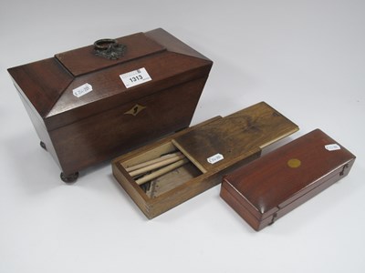 Lot 1313 - XIX Century Mahogany Tea Caddy, top with a...