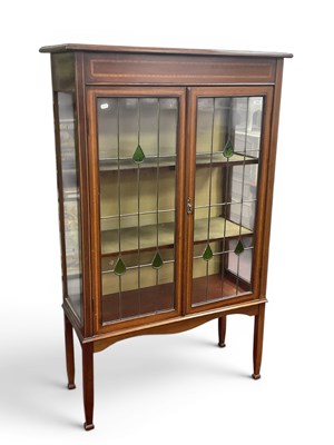 Lot 1492 - Edwardian Mahogany Inlaid Display Cabinet, top...