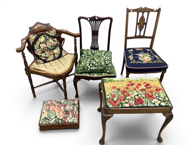 Lot 1538 - Early XX Century Rosewood Inlaid Corner Chair,...