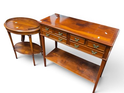 Lot 1565 - Yew Wood Side Table with six drawers, 82cm...