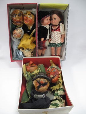 Lot 1333 - Punch and Judy Papier Mache Hand Puppets (7),...