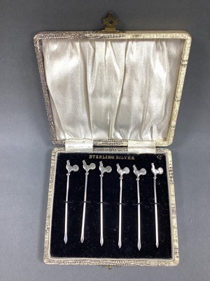 Lot 14 - A Set of Six Novelty Cockerel Cocktail Sticks,...