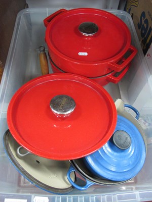 Lot 1026 - Cast iron enamelled kitchenware, including...