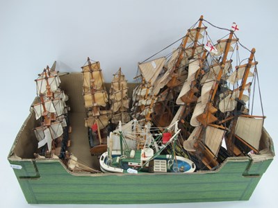 Lot 1426 - Model ships, including assembled sailing ships...