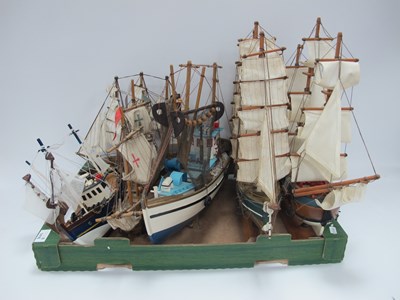 Lot 1416 - Model ships, including six large assembled...
