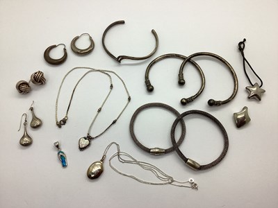Lot 132 - Bangles, including "925", earrings, modern...