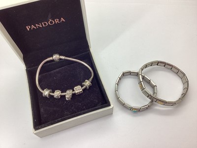 Lot 136 - Pandora; A Modern Charm Style Bracelet,...