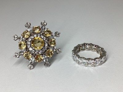 Lot 138 - Large Modern Statement Dress Ring, stamped...