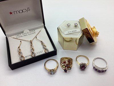 Lot 117 - A Pair of Single Stone Stud Earrings, four...