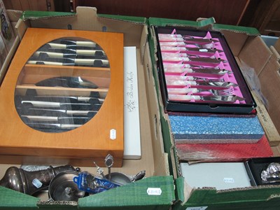 Lot 1073 - Silver plated cutlery, including wooden...