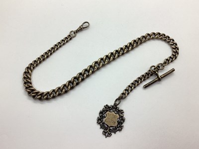 Lot 205 - A Hallmarked Silver Graduated Curb Link Pocket...