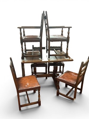 Lot 1547 - Oak Refectory Table, together with a set of...