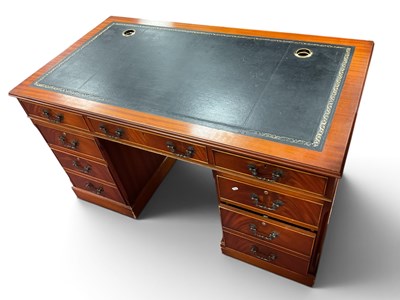 Lot 1531 - Mahogany Pedestal Desk, with a green leather...