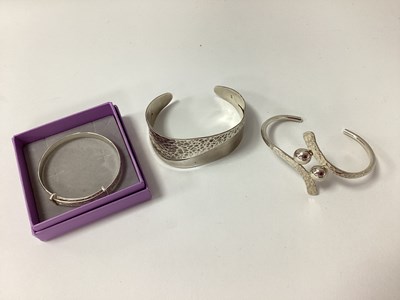 Lot 121 - A Modern Hallmarked Silver Cuff Bangle, of...