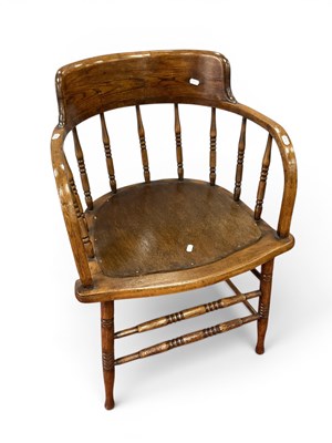 Lot 1533 - Early XX Century Oak Spindle Back Office Chair,...