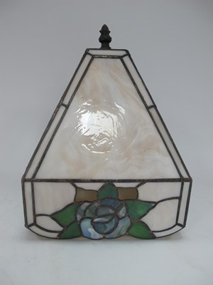 Lot 1409 - A Tiffany-style pyramid-shaped stained glass...