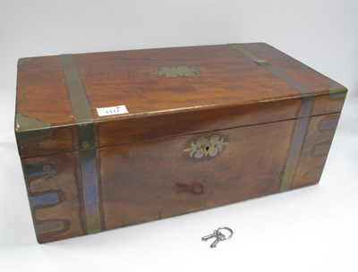 Lot 1317 - XIX Century Mahogany Brass Bound Writing Slope,...